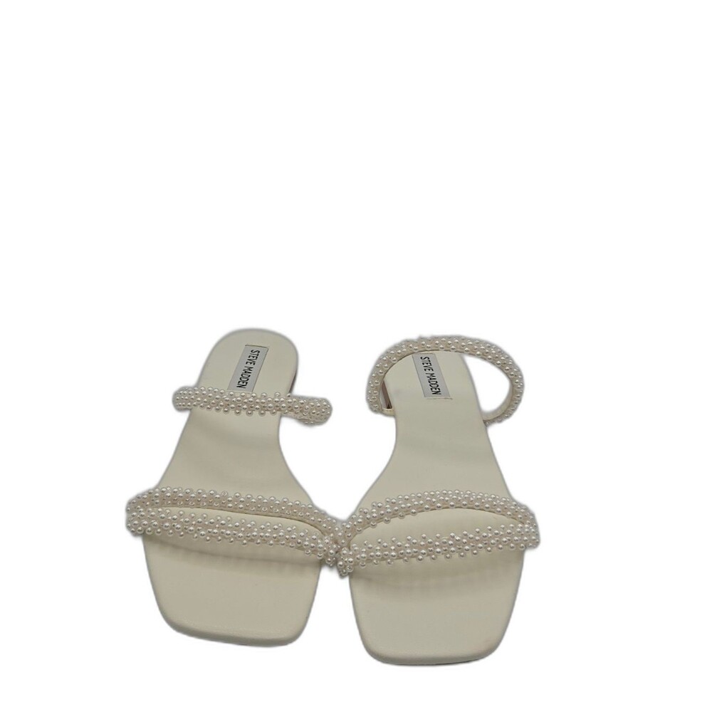 Steve Madden Sinne Sandals White Faux Pearl Size 6